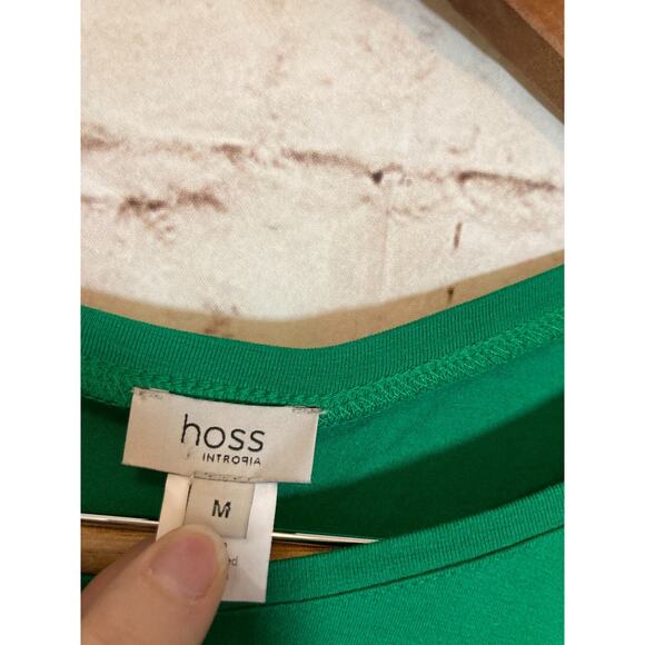 Hoss Intropia Dress Womens Medium Kelly Green Asymmetric Sleeve Bow Tie Stretch - Picture 3 of 16